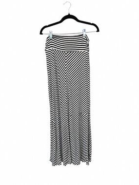 Merona Black White Chevron Striped Fold over Waist Maxi Skirt M